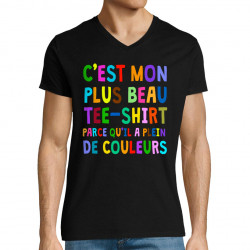 T-shirt homme col V noir Plus beau tee-shirt (Gondrax,Humour)