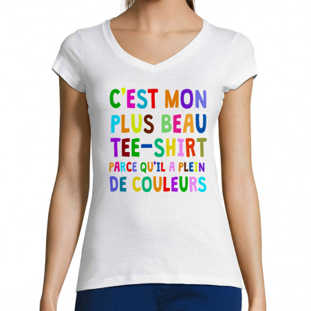 T-shirt femme col V "Plus...