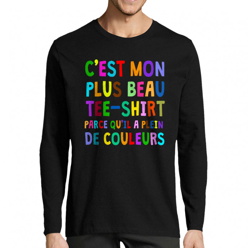 T-shirt homme manches longues noir Plus beau tee-shirt (Gondrax,Humour)
