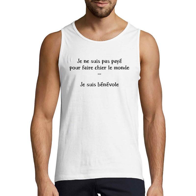 Débardeur homme blanc Bénévole (Homme) (Gondrax,Slogans Débiles,Humour)