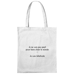 Sac shopping en toile blanc Bénévole (Homme) (Gondrax,Slogans Débiles,Humour)