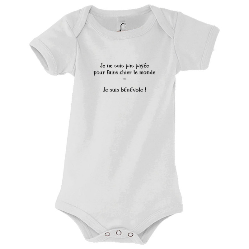 Body bébé blanc Bénévole (Femme) (Gondrax,Slogans Débiles,Humour)