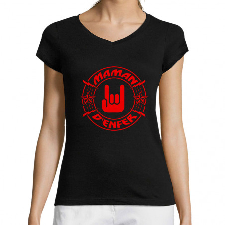 T-shirt femme col V "Maman...