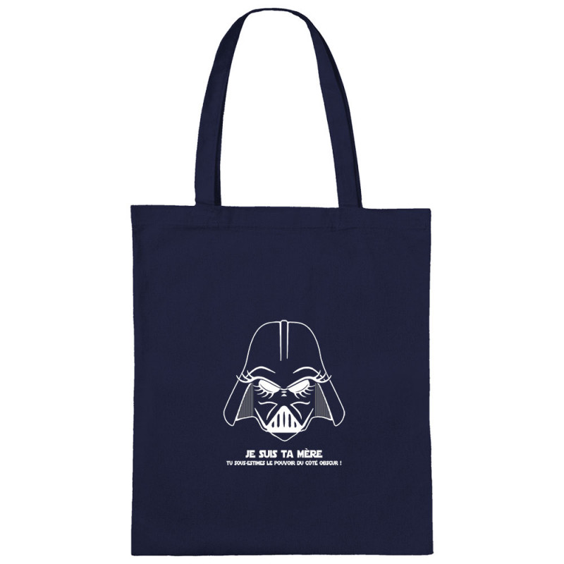Sac shopping en toile bleu marine Je suis ta mère (Humour,Films/Séries,Fête des mères,Détournements,Papa Maman Papy Mamie,Star W