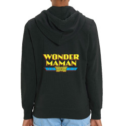 Sweat femme zippé à capuche coton bio noir Wonder Maman (Humour,Films/Séries,Fête des mères,Détournements,Papa Maman Papy Mamie)