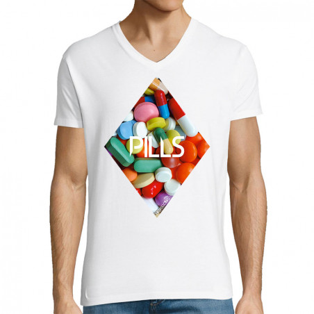 T-shirt homme col V "Pills"