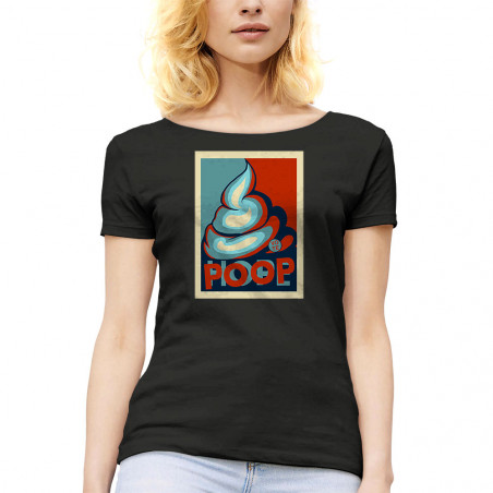T-shirt femme col large "Poop"