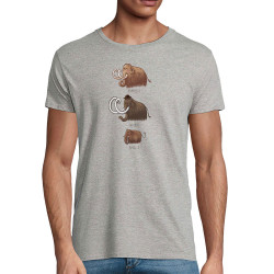 T-shirt homme coton bio gris chiné Mammouth Family (Mr Mouton,Animaux)