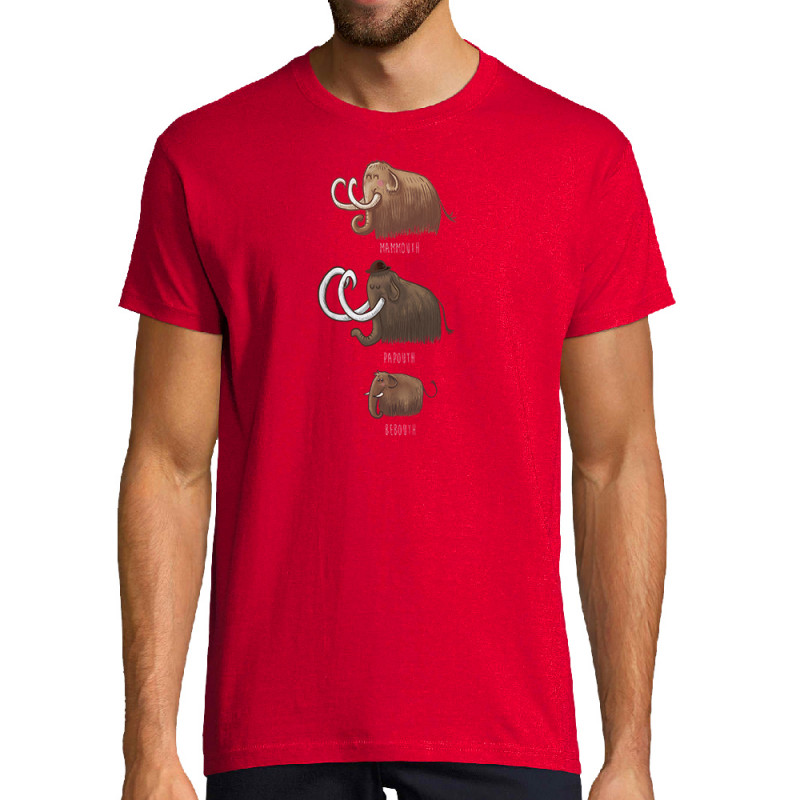 Tee-shirt homme rouge Mammouth Family (Mr Mouton,Animaux)