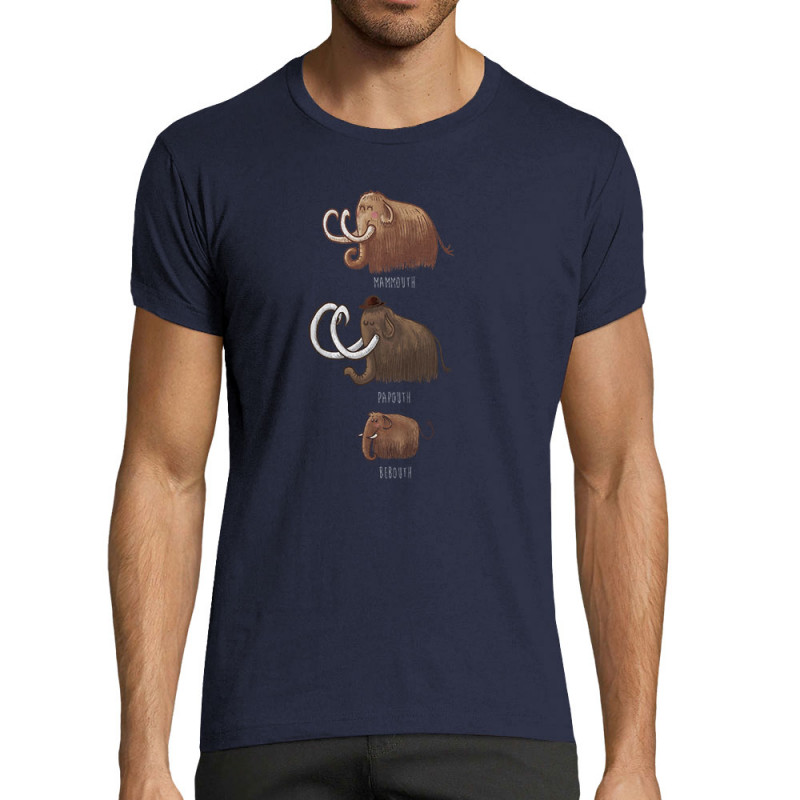 T-shirt homme fit bleu marine Mammouth Family (Mr Mouton,Animaux)