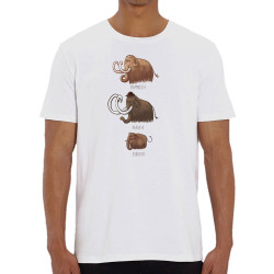 T-shirt homme coton bio blanc Mammouth Family (Mr Mouton,Animaux)