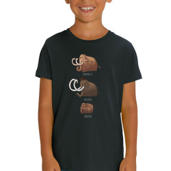T-shirt enfant coton bio noir Mammouth Family (Mr Mouton,Animaux)