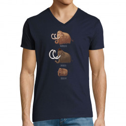 T-shirt homme col V bleu marine Mammouth Family (Mr Mouton,Animaux)
