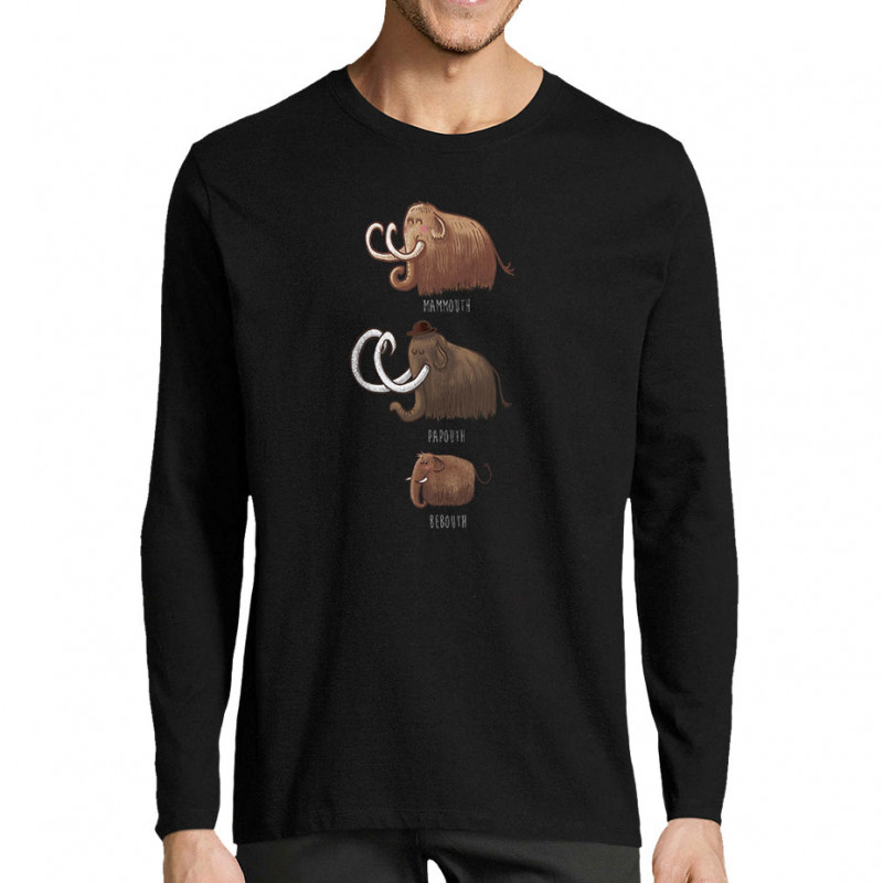 T-shirt homme manches longues noir Mammouth Family (Mr Mouton,Animaux)
