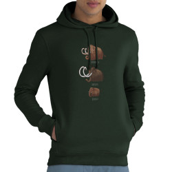 Sweat homme à capuche coton bio vert foncé Mammouth Family (Mr Mouton,Animaux)