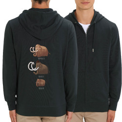 Sweat homme zippé à capuche coton bio noir Mammouth Family (Mr Mouton,Animaux)