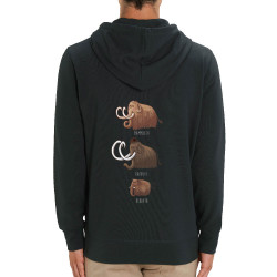 Sweat homme zippé à capuche coton bio noir Mammouth Family (Mr Mouton,Animaux)