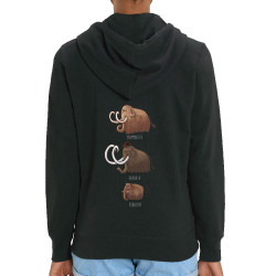 Sweat femme zippé à capuche coton bio noir Mammouth Family (Mr Mouton,Animaux)