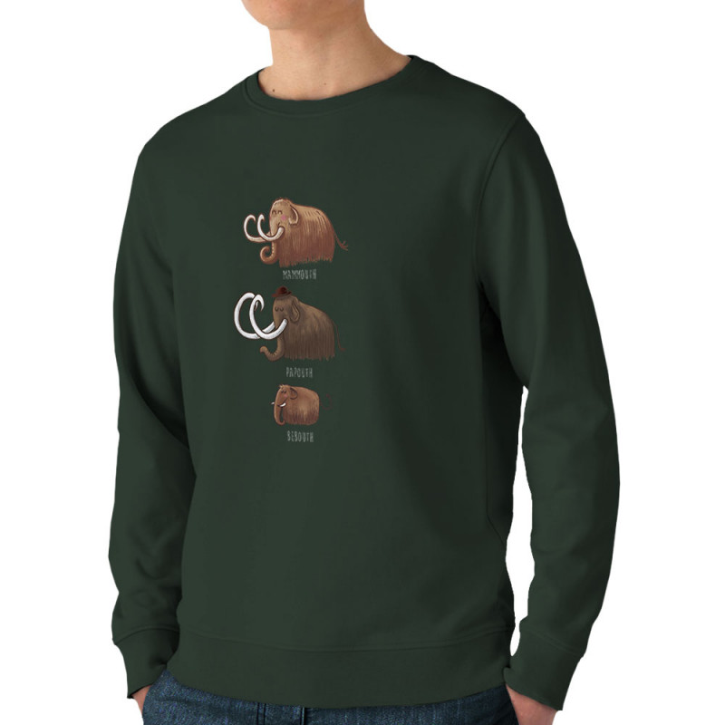 Sweat homme bio col rond vert foncé Mammouth Family (Mr Mouton,Animaux)