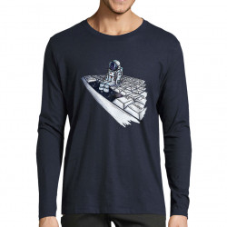 T-shirt homme manches longues bleu marine Space (Mr Mouton,Humour,Divers)