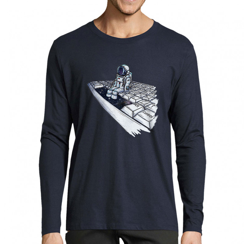 T-shirt homme manches longues bleu marine Space (Mr Mouton,Humour,Divers)