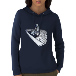 Sweat femme à capuche coton bio bleu marine Space (Mr Mouton,Humour,Divers)