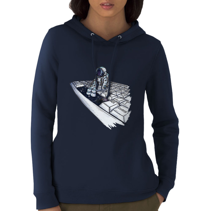 Sweat femme à capuche coton bio bleu marine Space (Mr Mouton,Humour,Divers)