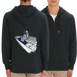 Sweat homme zippé à capuche coton bio noir Space (Mr Mouton,Humour,Divers)