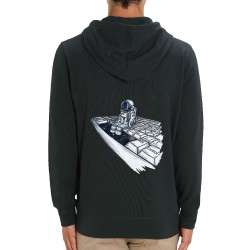 Sweat homme zippé à capuche coton bio noir Space (Mr Mouton,Humour,Divers)