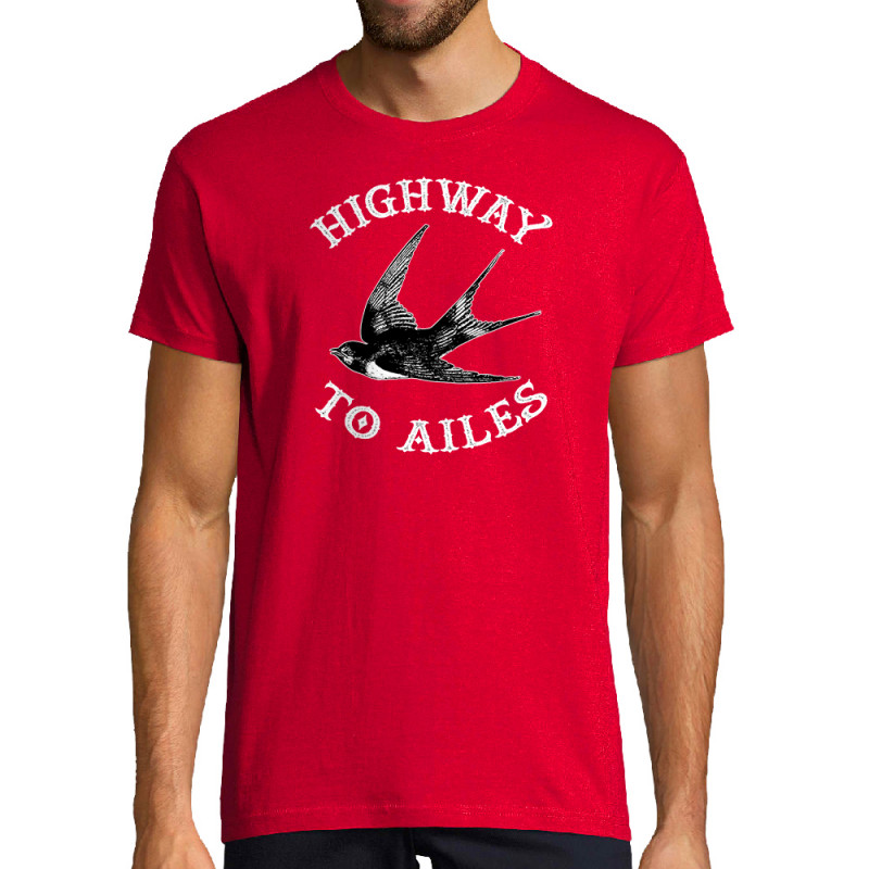 Tee-shirt homme rouge Highway to Ailes (Gondrax,Les Bébêtes,Animaux,Humour)