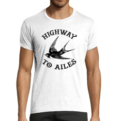 T-shirt homme fit blanc Highway to Ailes (Gondrax,Les Bébêtes,Animaux,Humour)