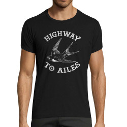 T-shirt homme fit noir Highway to Ailes (Gondrax,Les Bébêtes,Animaux,Humour)