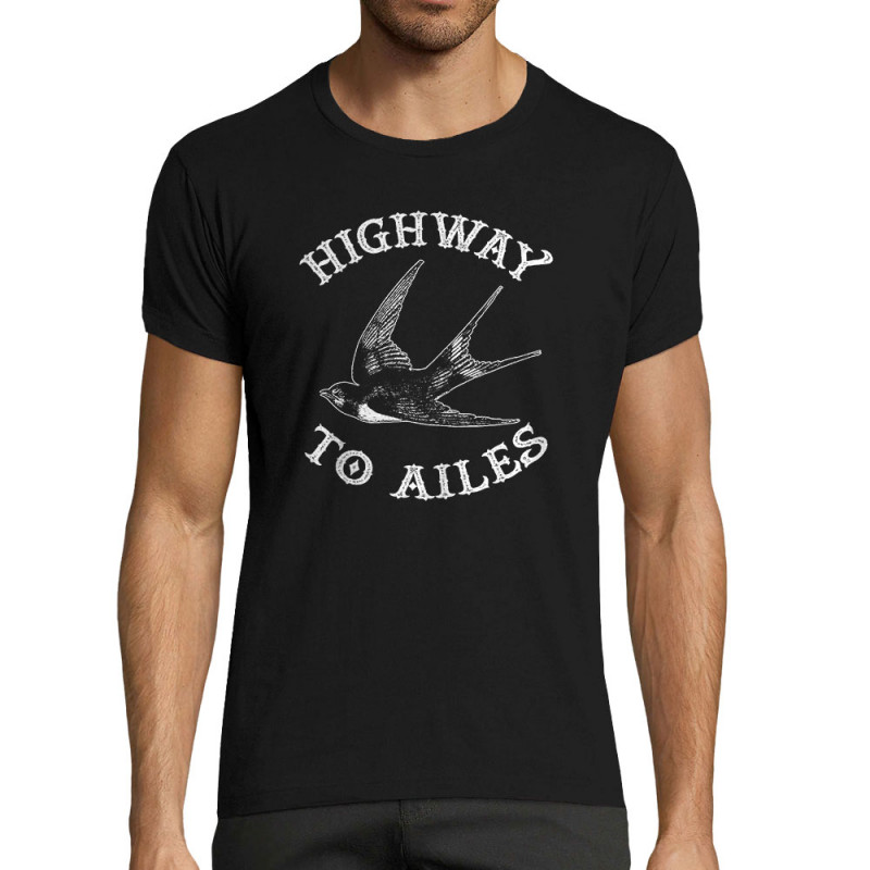 T-shirt homme fit noir Highway to Ailes (Gondrax,Les Bébêtes,Animaux,Humour)