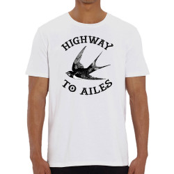 T-shirt homme coton bio blanc Highway to Ailes (Gondrax,Les Bébêtes,Animaux,Humour)
