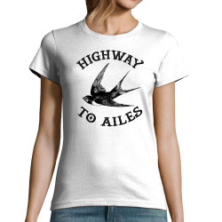 T-shirt femme blanc Highway to Ailes (Gondrax,Les Bébêtes,Animaux,Humour)