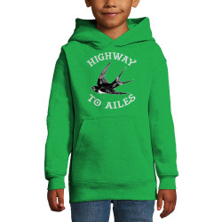 Sweat enfant à capuche vert prairie Highway to Ailes (Gondrax,Les Bébêtes,Animaux,Humour)