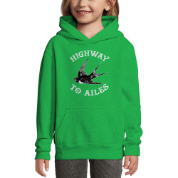 Sweat enfant à capuche vert prairie Highway to Ailes (Gondrax,Les Bébêtes,Animaux,Humour)