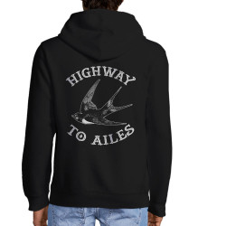 Sweat homme à capuche zippé noir Highway to Ailes (Gondrax,Les Bébêtes,Animaux,Humour)