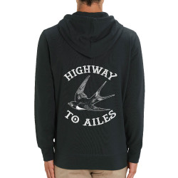 Sweat homme zippé à capuche coton bio noir Highway to Ailes (Gondrax,Les Bébêtes,Animaux,Humour)