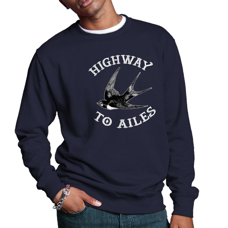 Sweat homme col rond bleu marine Highway to Ailes (Gondrax,Les Bébêtes,Animaux,Humour)