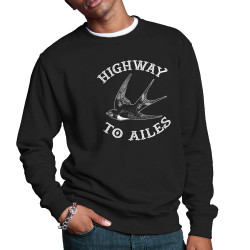 Sweat homme col rond noir Highway to Ailes (Gondrax,Les Bébêtes,Animaux,Humour)