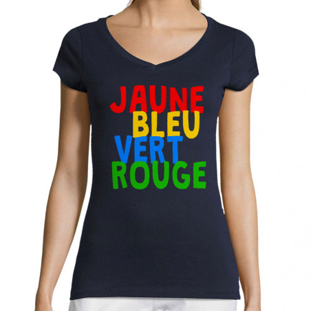 T-shirt femme col V "Colours"