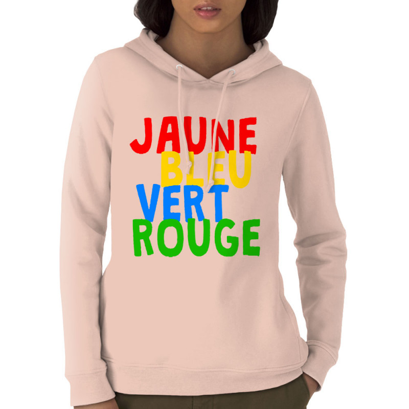 Sweat femme à capuche coton bio rose clair Colours (Gondrax,Humour,Divers)