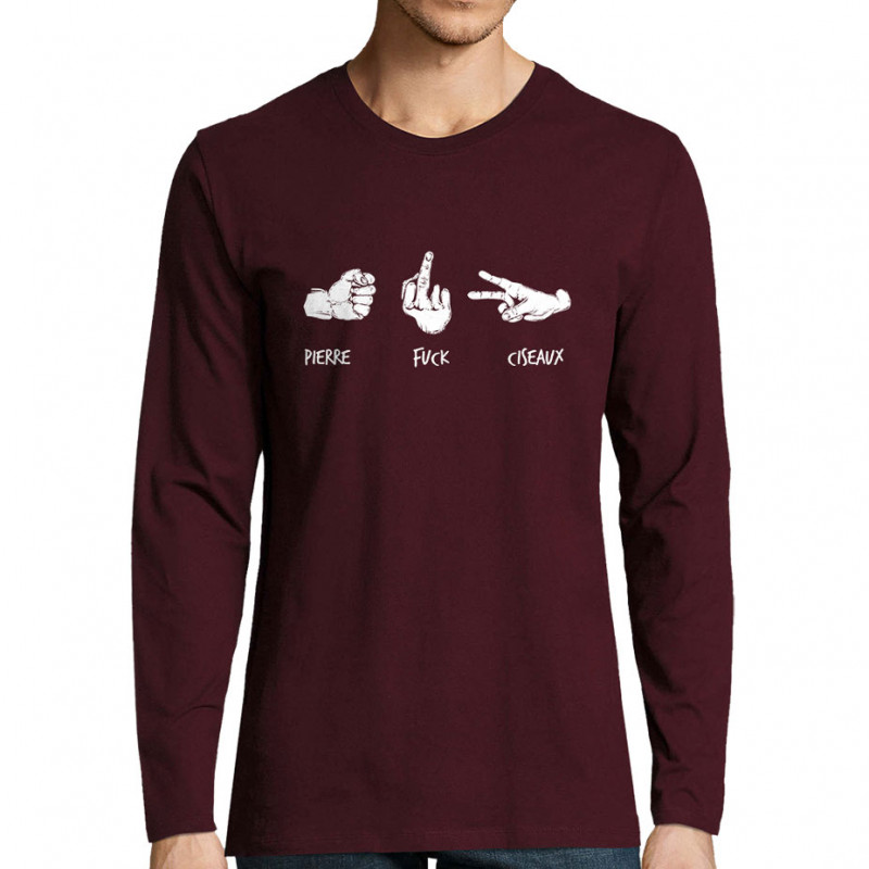 T-shirt homme manches longues bordeaux Shifuckmi (Gondrax,Humour,Slogans Débiles)