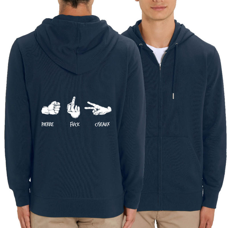 Sweat homme zippé à capuche coton bio bleu marine Shifuckmi (Gondrax,Humour,Slogans Débiles)