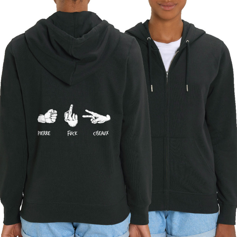 Sweat femme zippé à capuche coton bio noir Shifuckmi (Gondrax,Humour,Slogans Débiles)