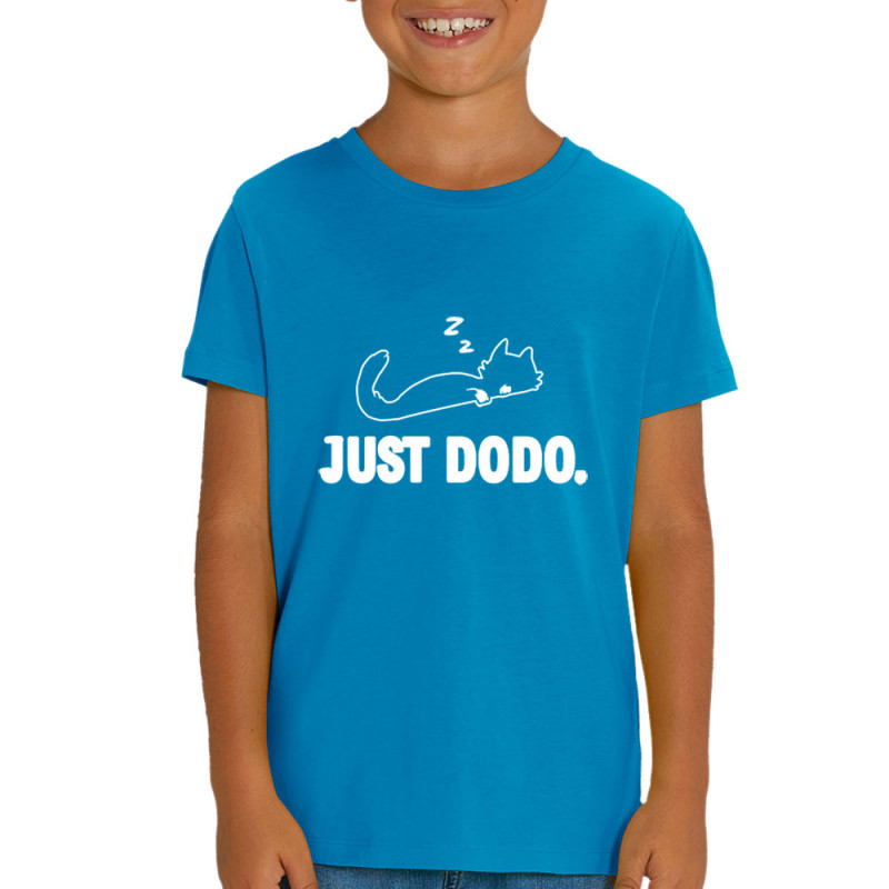 T-shirt enfant coton bio bleu azur Just dodo (Blacksquare,Animaux,Chats)