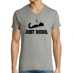 T-shirt homme col V gris chiné Just dodo (Blacksquare,Animaux,Chats)