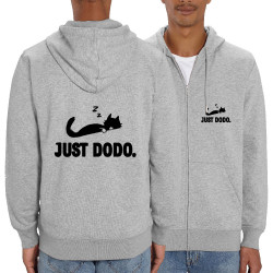 Sweat homme zippé à capuche coton bio gris chiné Just dodo (Blacksquare,Animaux,Chats)