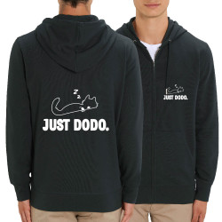 Sweat homme zippé à capuche coton bio noir Just dodo (Blacksquare,Animaux,Chats)